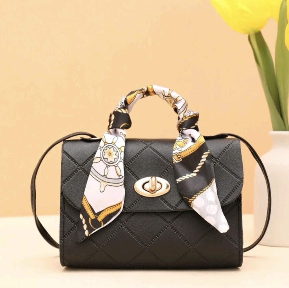 NEW Black Mini Purse with Scarf